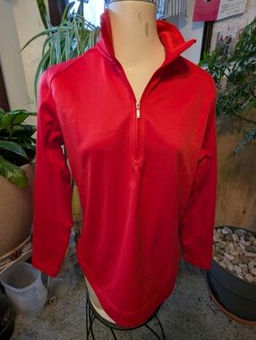 Women's Red Nike Golf Performance Therma Fit LS 1/4 Zip Fleece Pullover Sz Lg